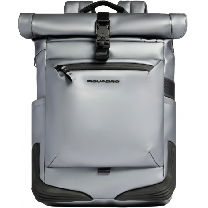 Рюкзак мужской PIQUADRO C20W роллтоп серебристый/черный полиуретан CA6291C2OWS/MGR